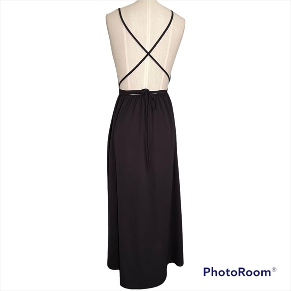 ❤️ NWOT! Black Plunge Front Grecian Maxi Dress - Picture 5 of 6